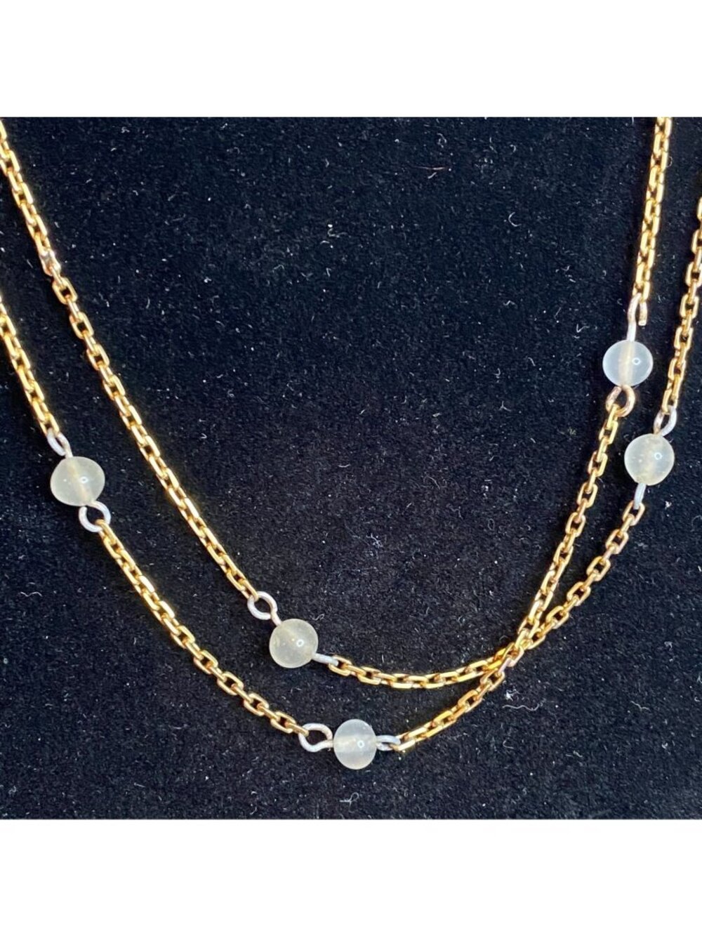 18K Gold Necklace With Snake Pendant Diamonds & Beads 18 Inches Moonstone Accent